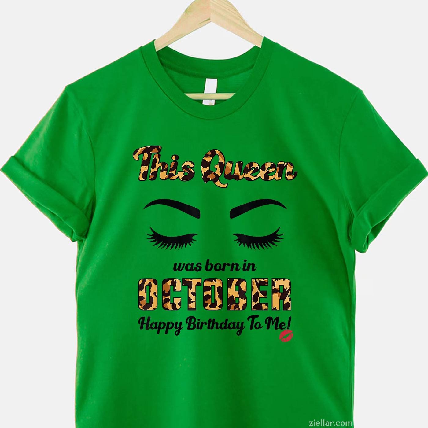 Womens Leopard This Queen Was Born In October Birthday T-Shirt and Tee for Adults Men Women Unisex