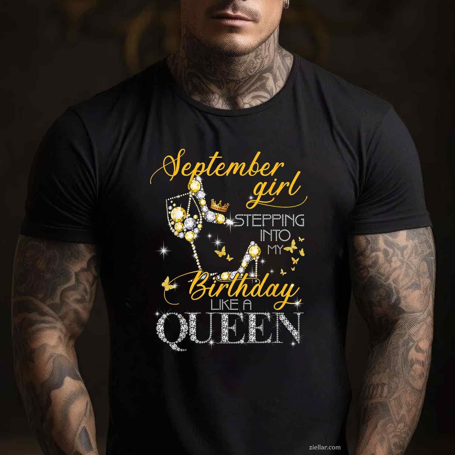 Womens September Girl Stepping Into My Birthday Like A Boss T-Shirt Tee