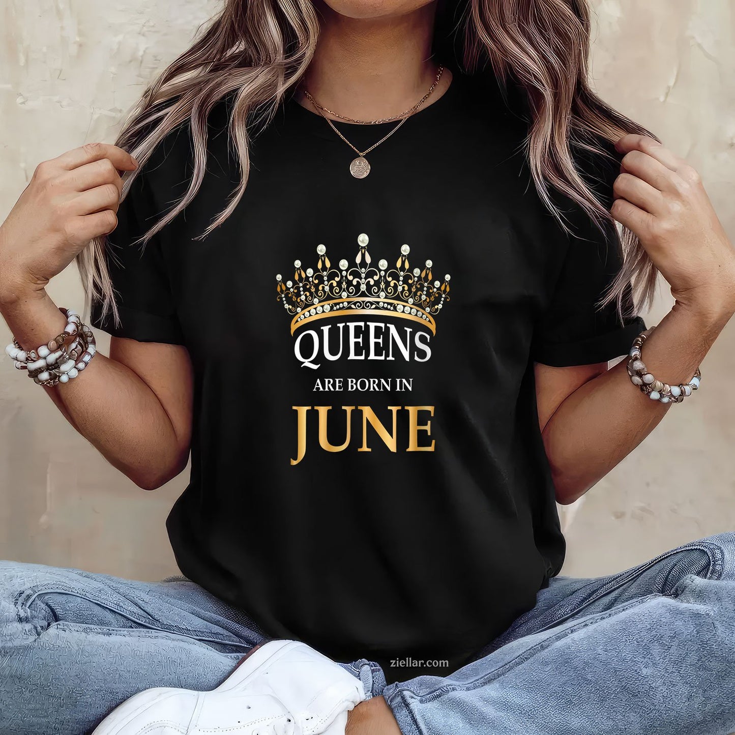 Womens Womens Queens Are Born In June Girl Birthday