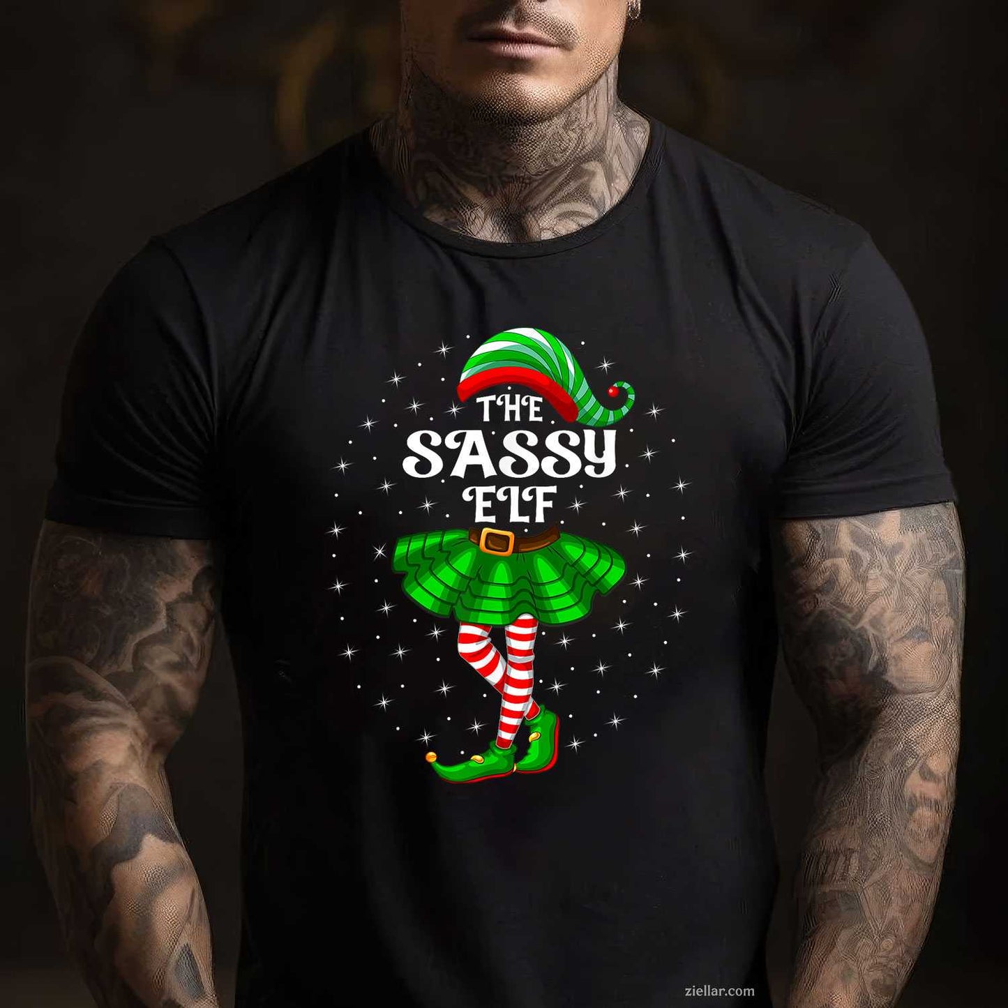 Xmas Family Matching Women Mom The Sassy Elf Christmas T-Shirt, A The Sassy Elf Christmas Family Matching Tee