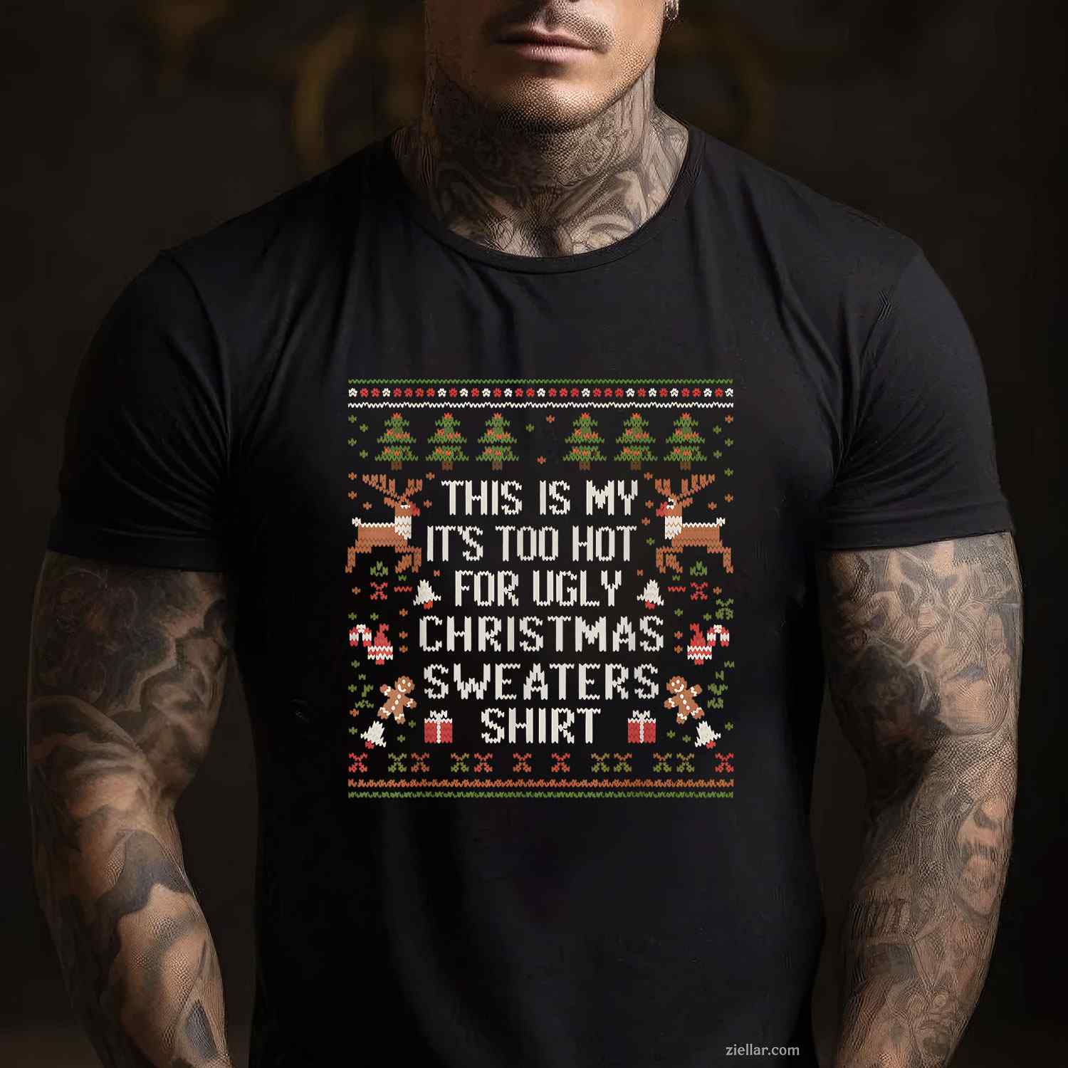 Xmas Pun This Is My It'S Too Hot For Ugly Christmas Sweaters T-Shirt_ Humorous Holiday Party Tee