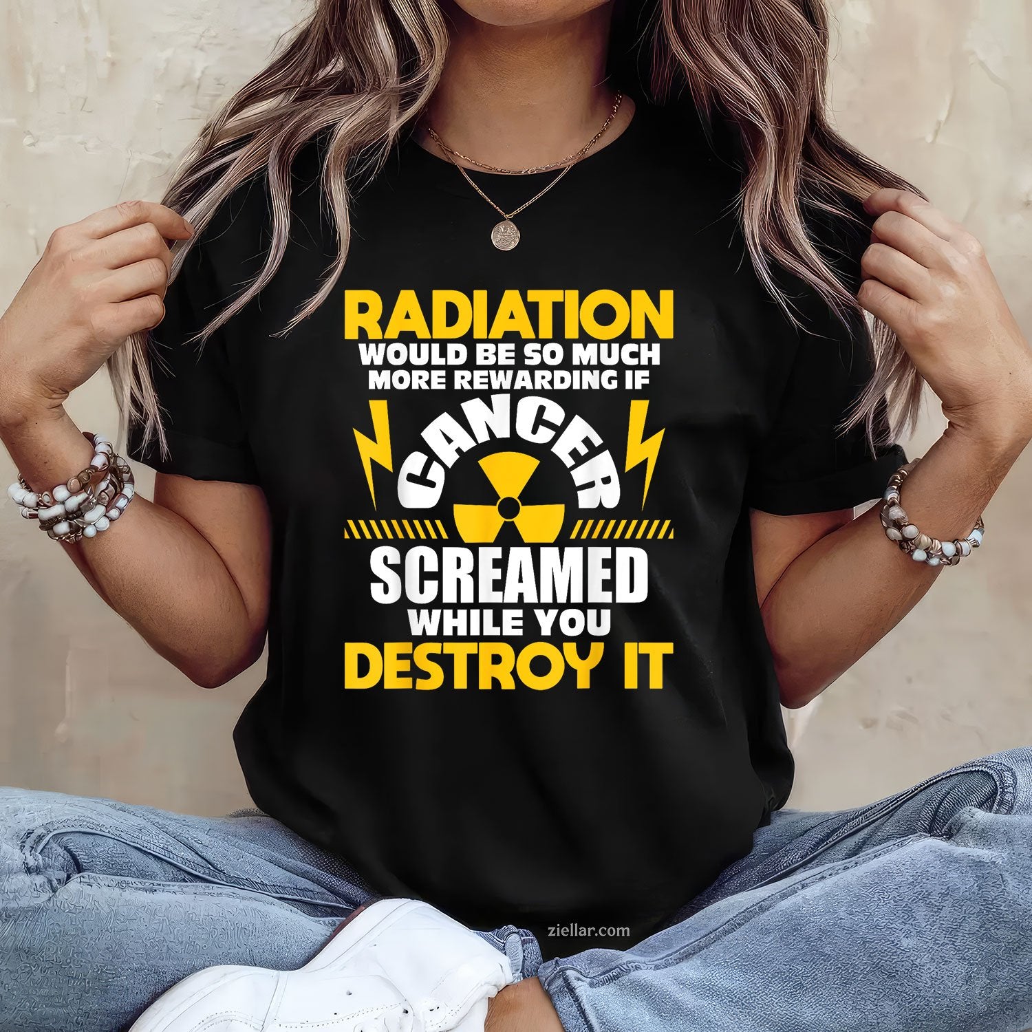 mens Rewarding If Cancer Screamed - Radiation Therapy Chemo X-Ray T-Shirt