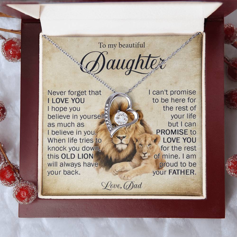 838C To My Daughter Necklace, Love Necklace Daughter Gift from Lion Dad,Birthday Girl