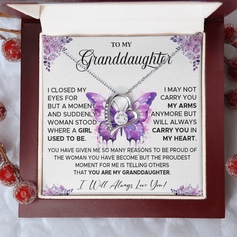827C-To My Granddaughter Necklace, Gift for Granddaughter from Grandpa Grandma, Xmas