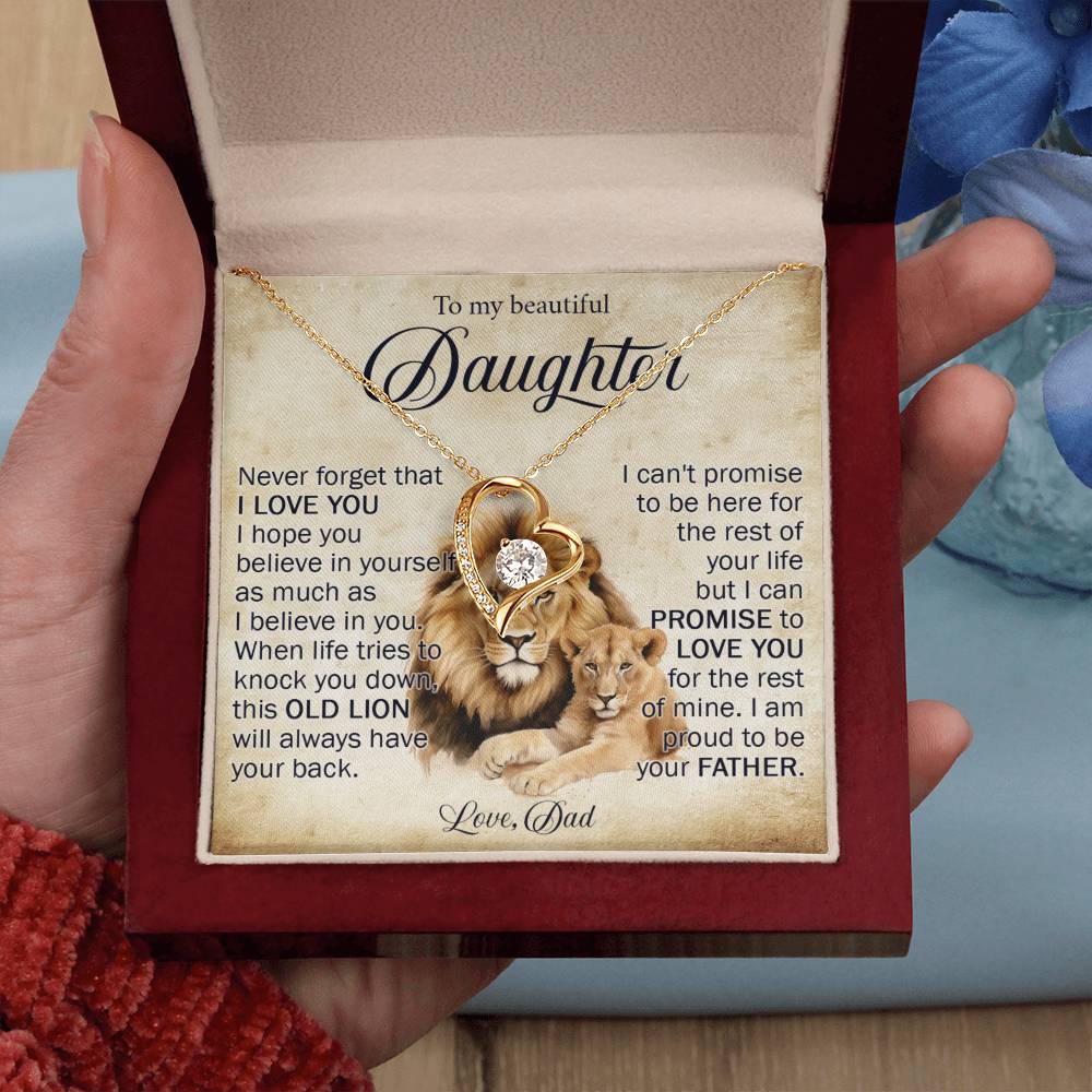 838C To My Daughter Necklace, Love Necklace Daughter Gift from Lion Dad,Birthday Girl