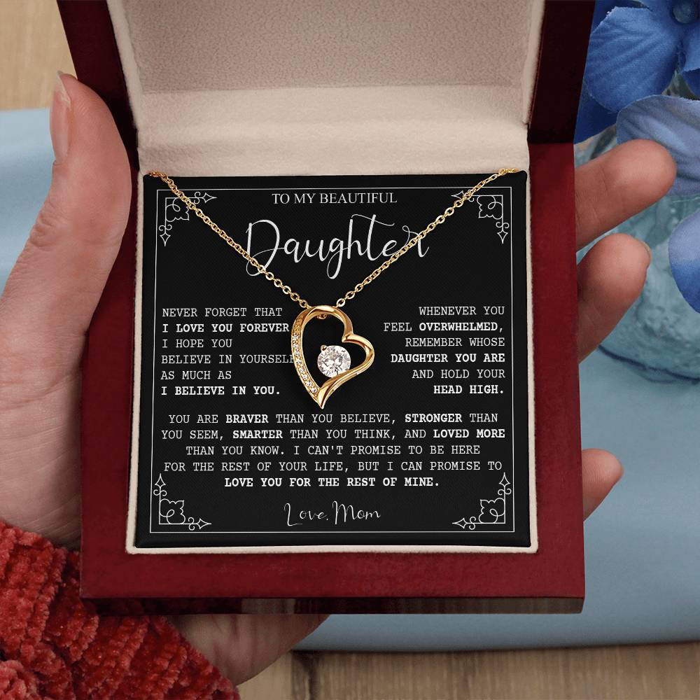 787C Beautiful Daughter Necklace,Merry Xmas Gift from Mom, Love you Forever Necklace