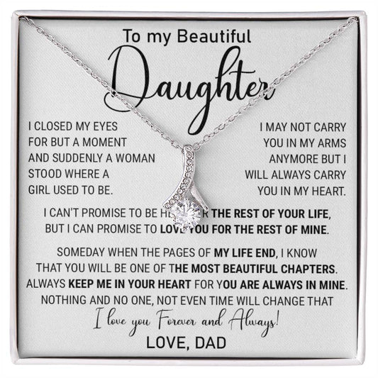 814B Necklace Love Daughter Gift from Dad, Love you for the Rest of Mine Necklace
