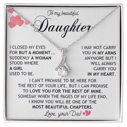 834B To My Daughter, I LOVE YOU Necklace, Daughter Birthday Gift from Dad Father Papa