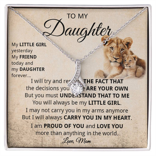 848B To my Daughter Lion Necklace Gift from Lion Mom Mother, Xmas Gift Necklace Women