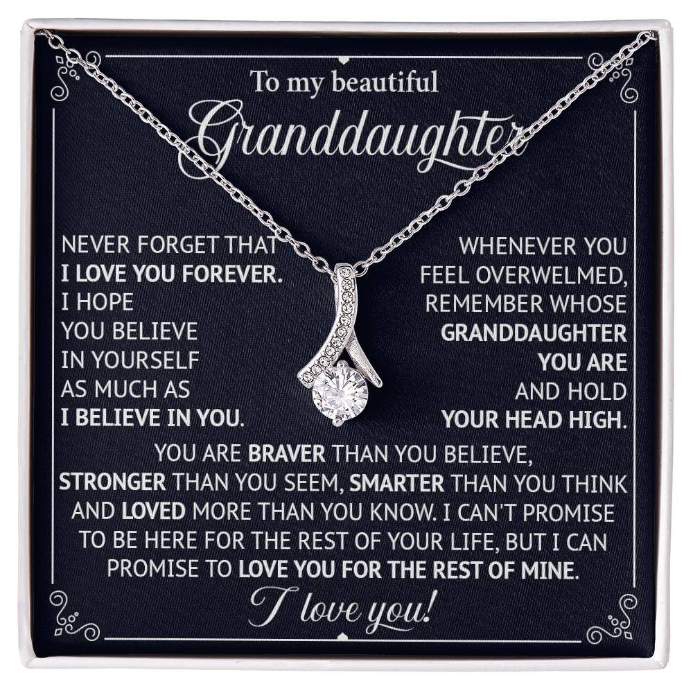 833B To My Beautiful Granddaughter Necklace, Granddaughter Gifts From Grandpa Grandma