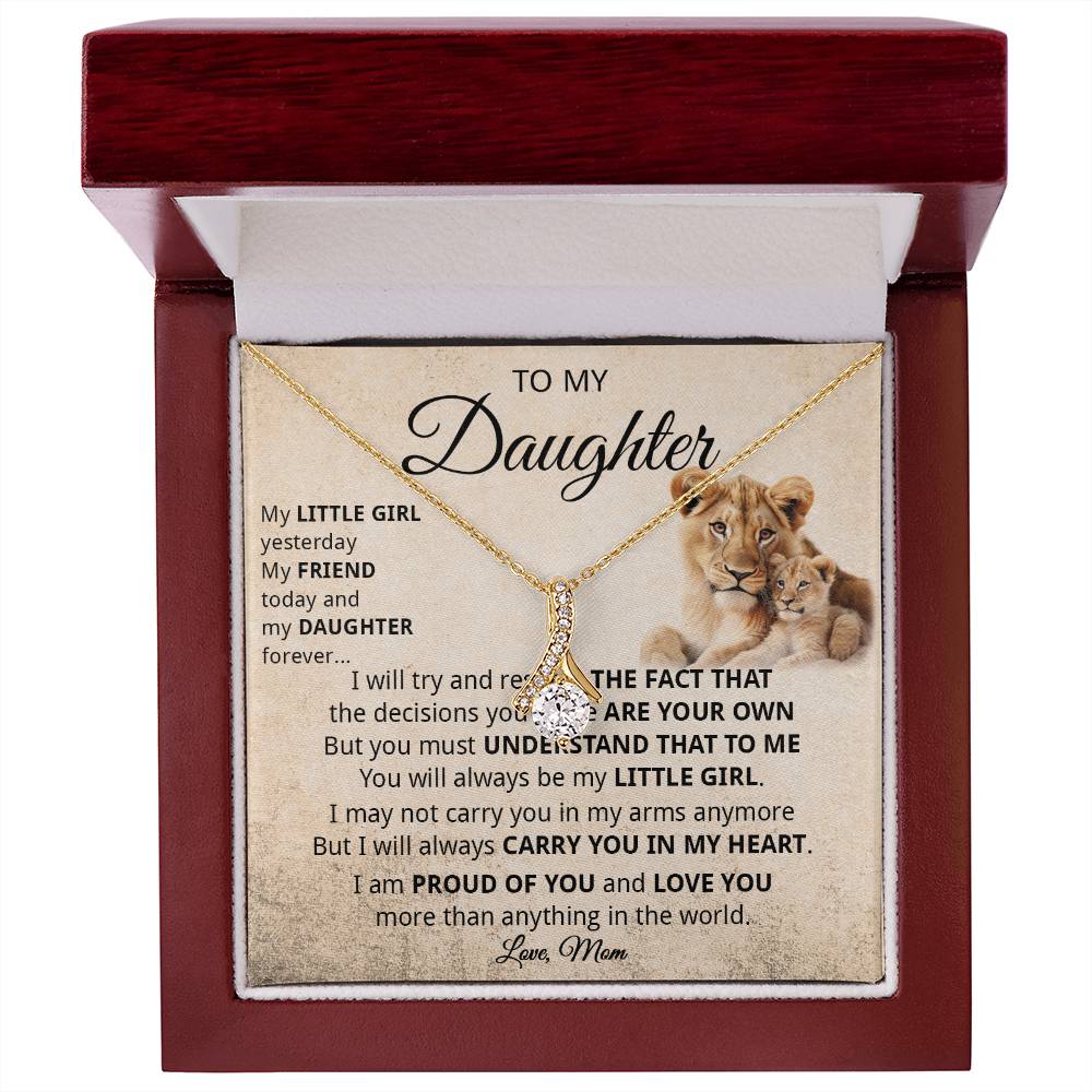 848B To my Daughter Lion Necklace Gift from Lion Mom Mother, Xmas Gift Necklace Women