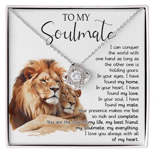 813A Soulmate Necklace Gift for Wife, Gift for Soulmate, Girlfriend, Lion Couple Love