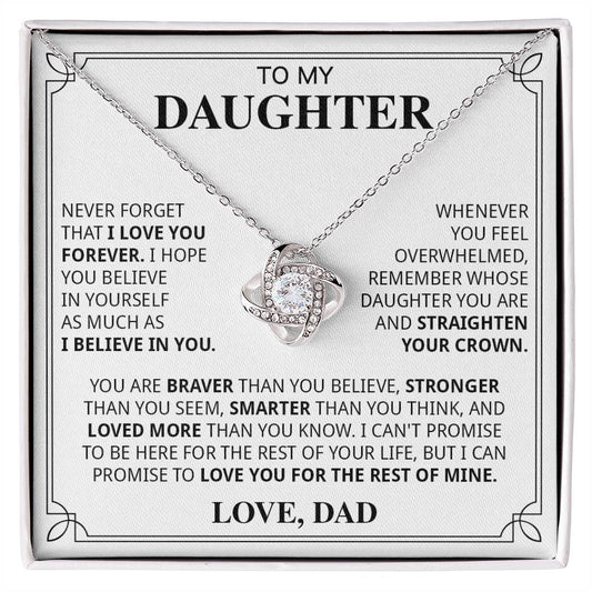 598A To My Daughter Necklace, Daughter Gift from Dad for Girls, Xmas Gift Necklace