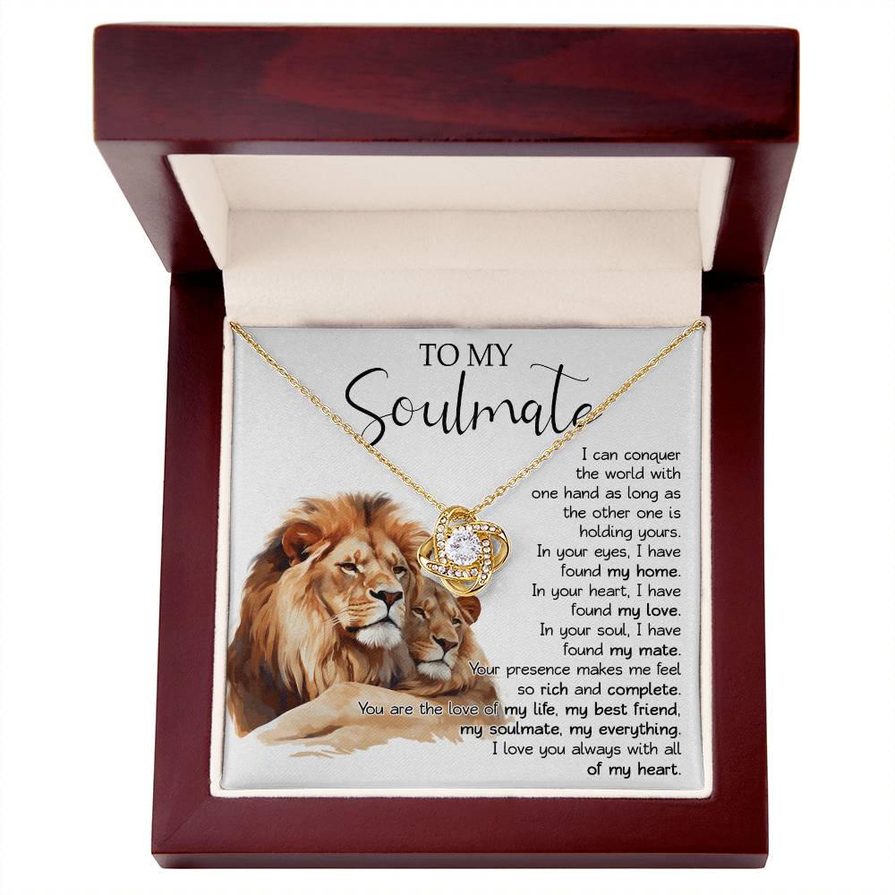 813A Soulmate Necklace Gift for Wife, Gift for Soulmate, Girlfriend, Lion Couple Love