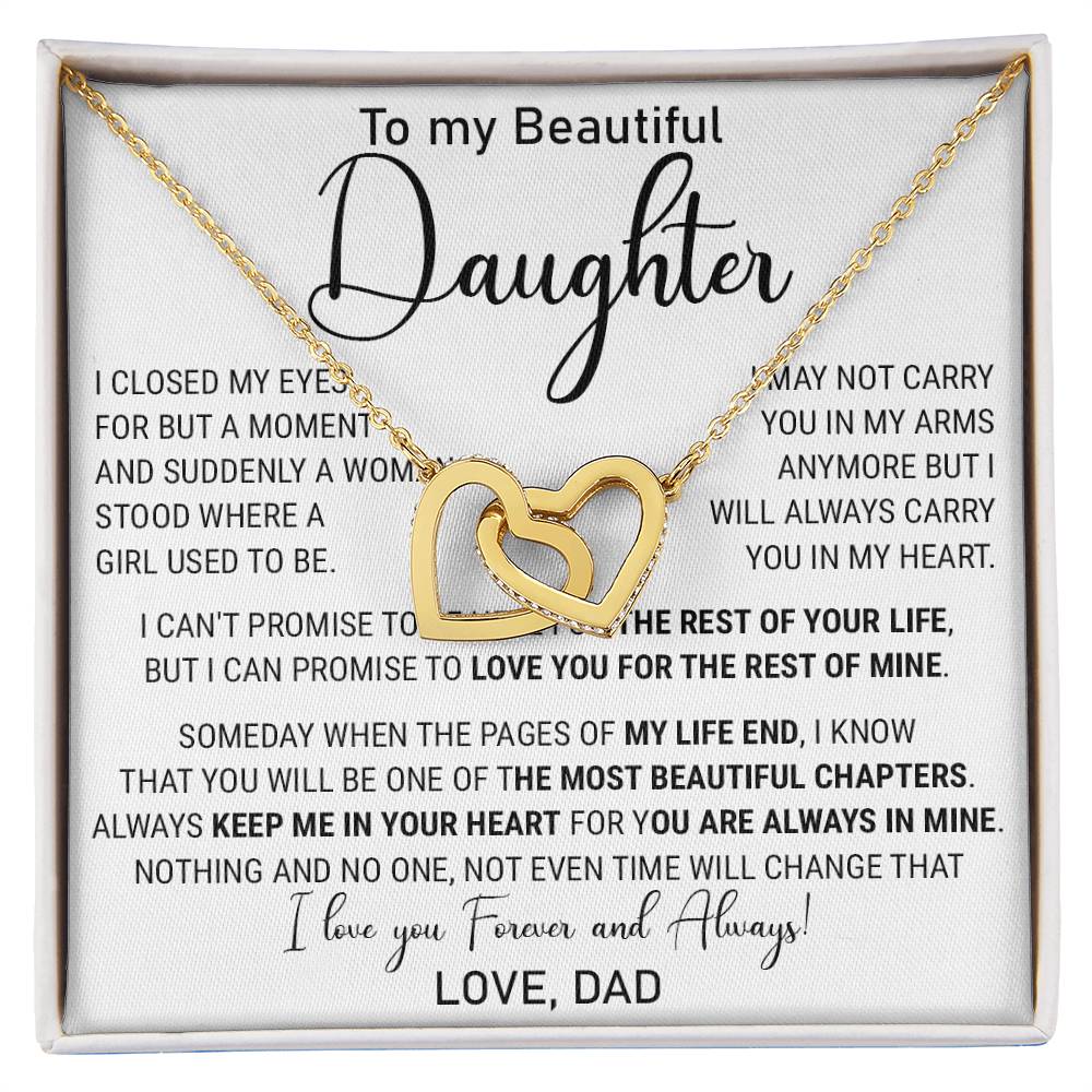 814D - Beautiful Daughter Necklace Gift from Dad, I love you Forever & Always Necklace