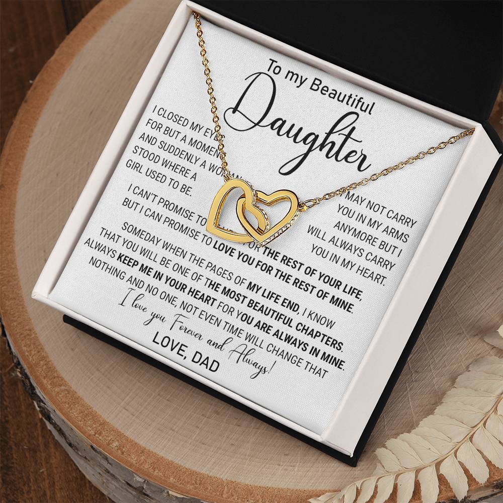 814D - Beautiful Daughter Necklace Gift from Dad, I love you Forever & Always Necklace