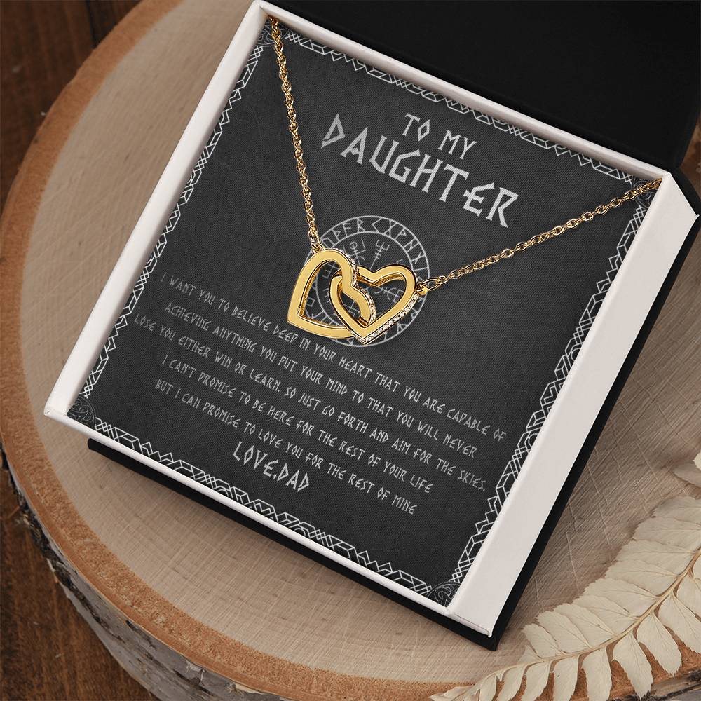 55D To My Daughter From Viking Dad, Xmas Gift For Viking Daughter, LOVE YOU Necklace
