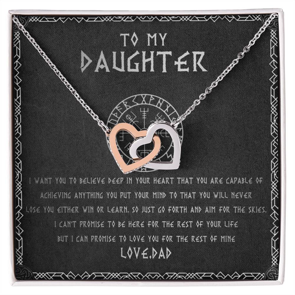 55D To My Daughter From Viking Dad, Xmas Gift For Viking Daughter, LOVE YOU Necklace