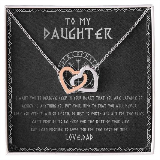 55D To My Daughter From Viking Dad, Xmas Gift For Viking Daughter, LOVE YOU Necklace
