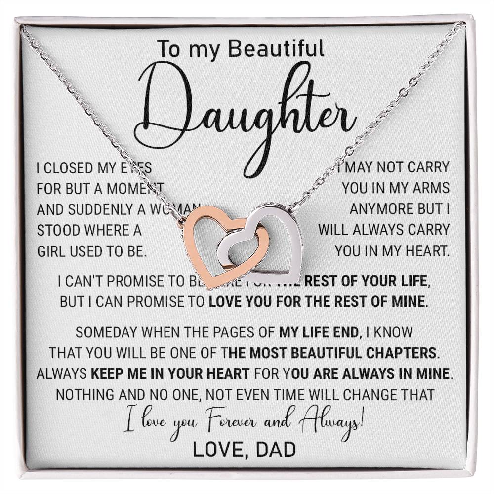 814D - Beautiful Daughter Necklace Gift from Dad, I love you Forever & Always Necklace