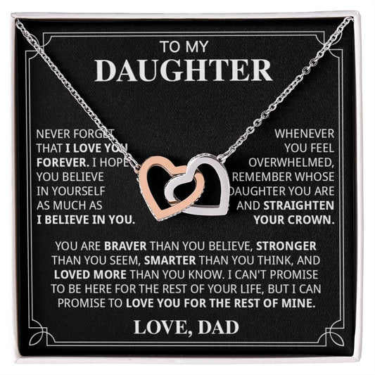 599D To My Daughter Necklace,Daughter Gift from Dad, Christmas Birthday Gift Necklace