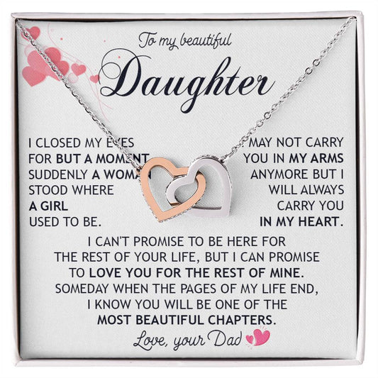 834D To My Daughter, I LOVE YOU Necklace, Daughter Birthday Gift from Dad Father Papa