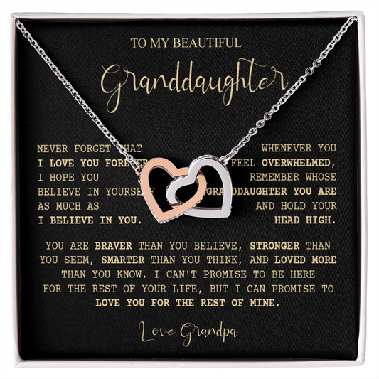 805D I LOVE MY GRANDDAUGHTER Forever Necklace, Birthday Xmas Gift from Papa Grandpa