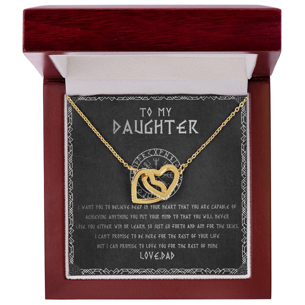 55D To My Daughter From Viking Dad, Xmas Gift For Viking Daughter, LOVE YOU Necklace