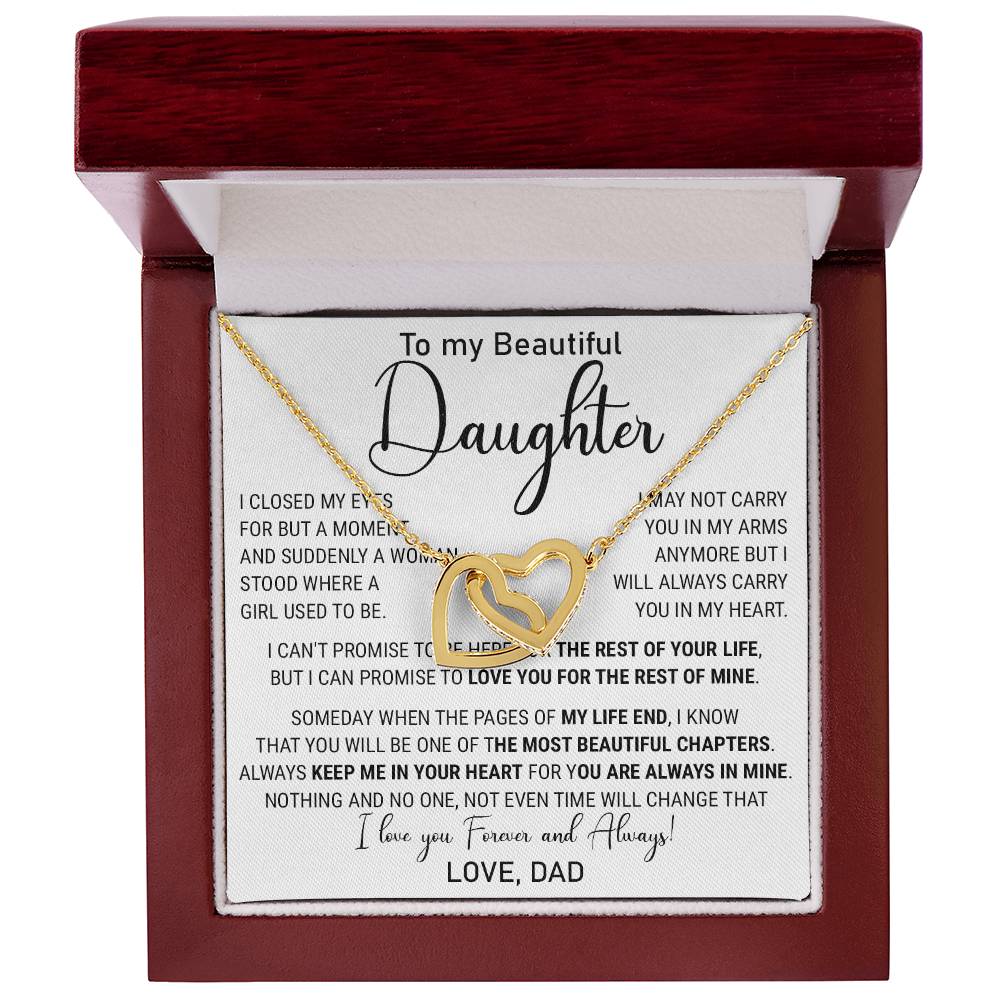 814D - Beautiful Daughter Necklace Gift from Dad, I love you Forever & Always Necklace