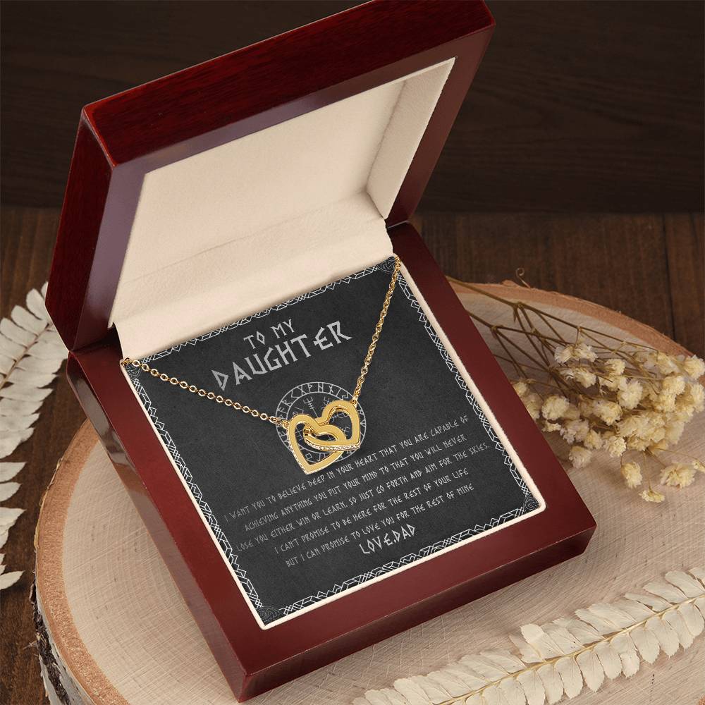 55D To My Daughter From Viking Dad, Xmas Gift For Viking Daughter, LOVE YOU Necklace