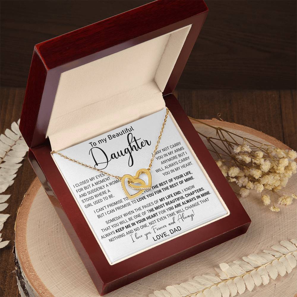 814D - Beautiful Daughter Necklace Gift from Dad, I love you Forever & Always Necklace