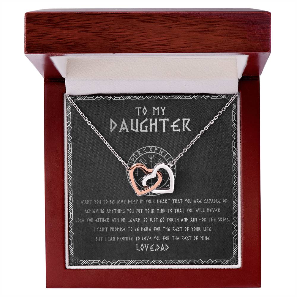 55D To My Daughter From Viking Dad, Xmas Gift For Viking Daughter, LOVE YOU Necklace