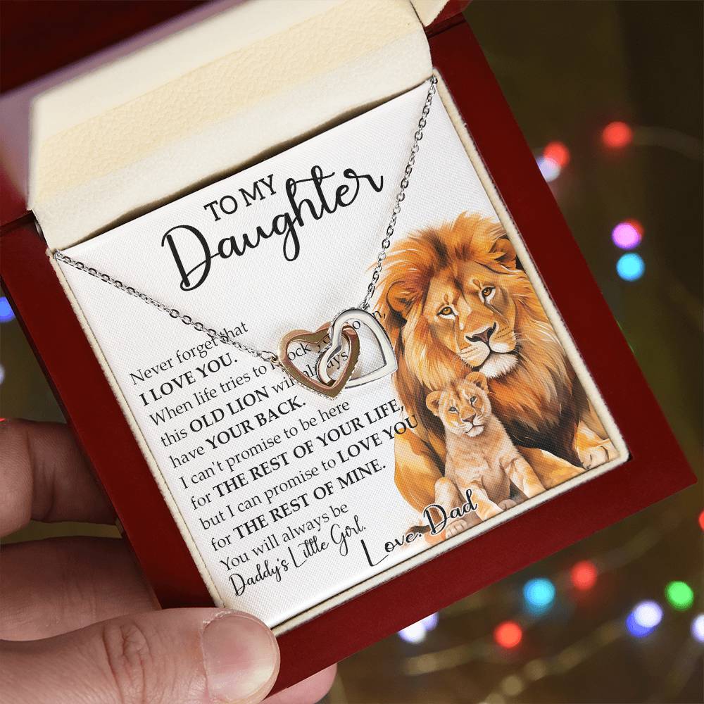 766D To my Daughter Necklace, Perfect Gift from Lion Dad, Necklace Christmas Gifts