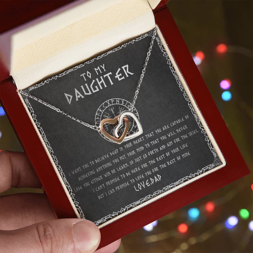 55D To My Daughter From Viking Dad, Xmas Gift For Viking Daughter, LOVE YOU Necklace