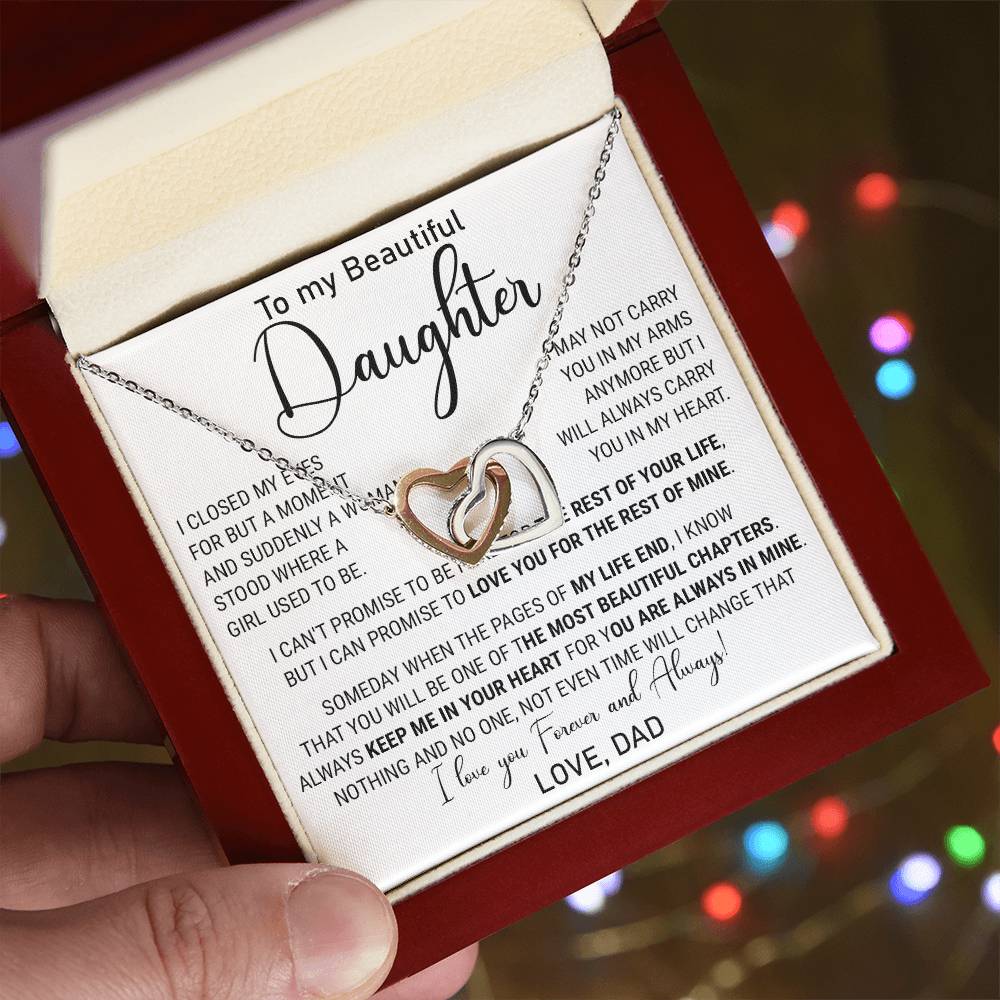 814D - Beautiful Daughter Necklace Gift from Dad, I love you Forever & Always Necklace