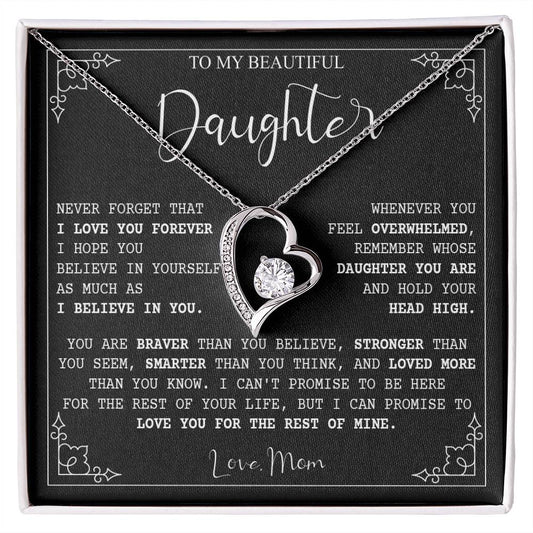 787C Beautiful Daughter Necklace,Merry Xmas Gift from Mom, Love you Forever Necklace