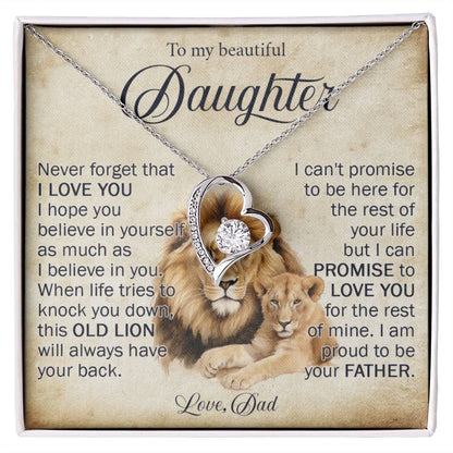 838C To My Daughter Necklace, Love Necklace Daughter Gift from Lion Dad,Birthday Girl