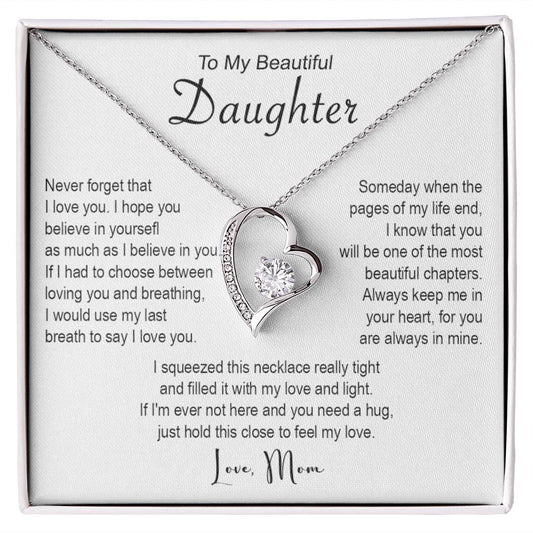 661C To My Beautiful Daughter Necklace, Xmas Gift From Mom, Daughter Mother Necklace