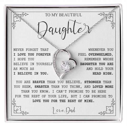 790C Necklace Love Daughter Gift from Dad, Love you for the Rest of Mine Necklace