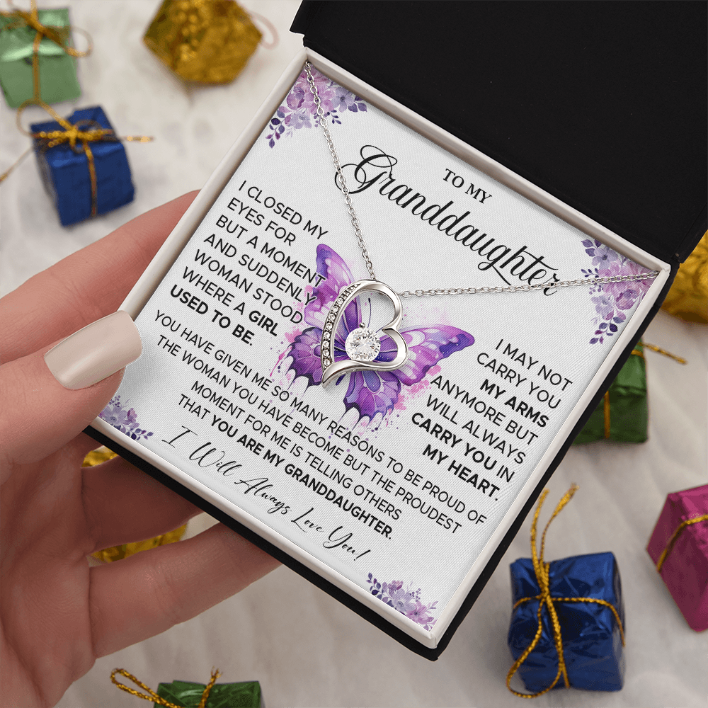 827C-To My Granddaughter Necklace, Gift for Granddaughter from Grandpa Grandma, Xmas