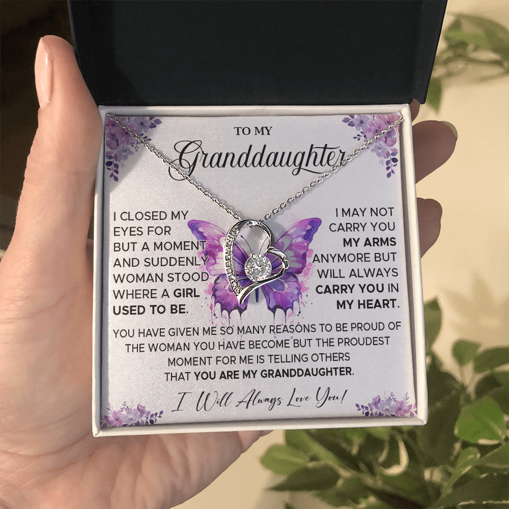 827C-To My Granddaughter Necklace, Gift for Granddaughter from Grandpa Grandma, Xmas