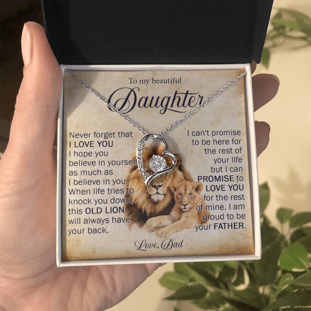 838C To My Daughter Necklace, Love Necklace Daughter Gift from Lion Dad,Birthday Girl