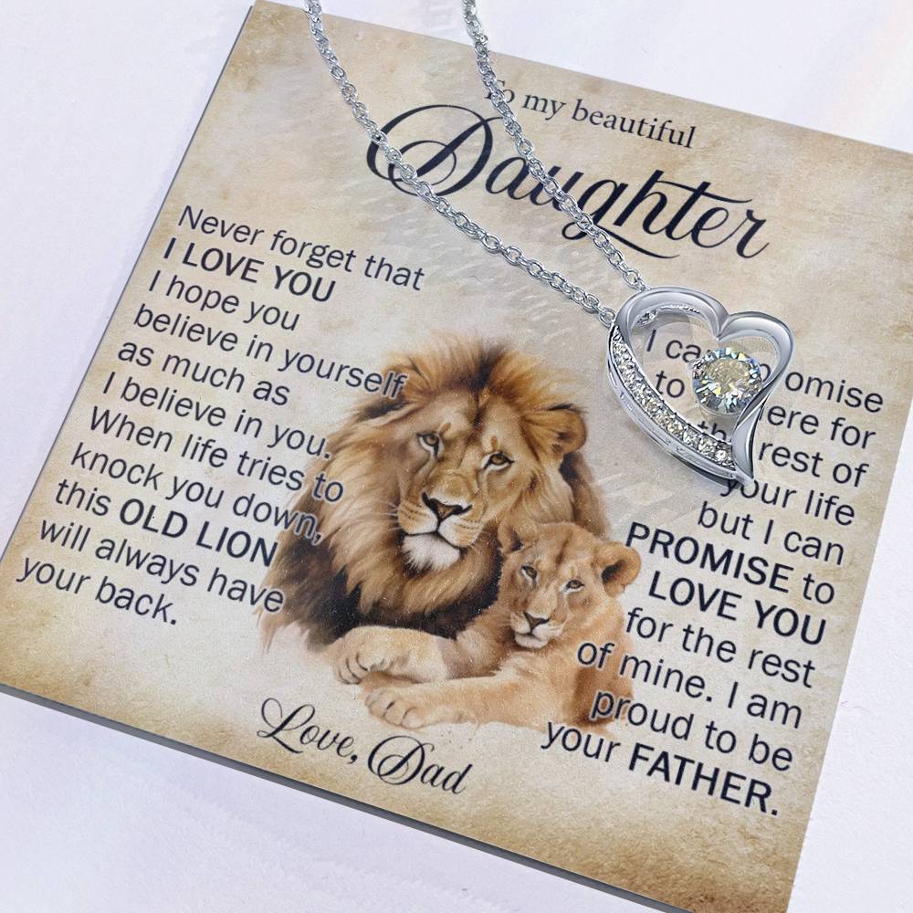 838C To My Daughter Necklace, Love Necklace Daughter Gift from Lion Dad,Birthday Girl