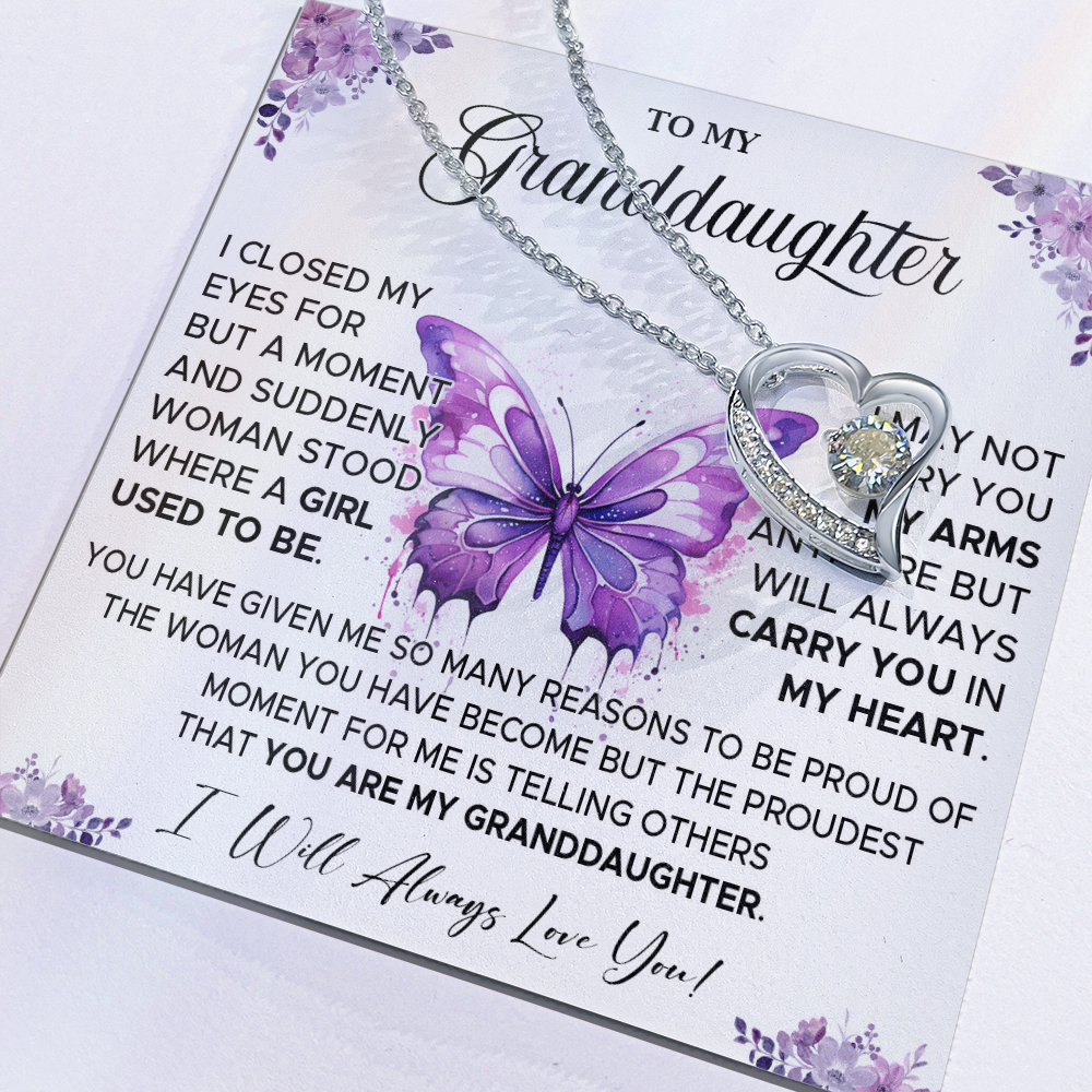 827C-To My Granddaughter Necklace, Gift for Granddaughter from Grandpa Grandma, Xmas