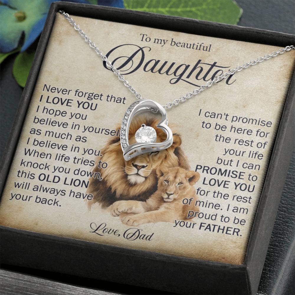 838C To My Daughter Necklace, Love Necklace Daughter Gift from Lion Dad,Birthday Girl