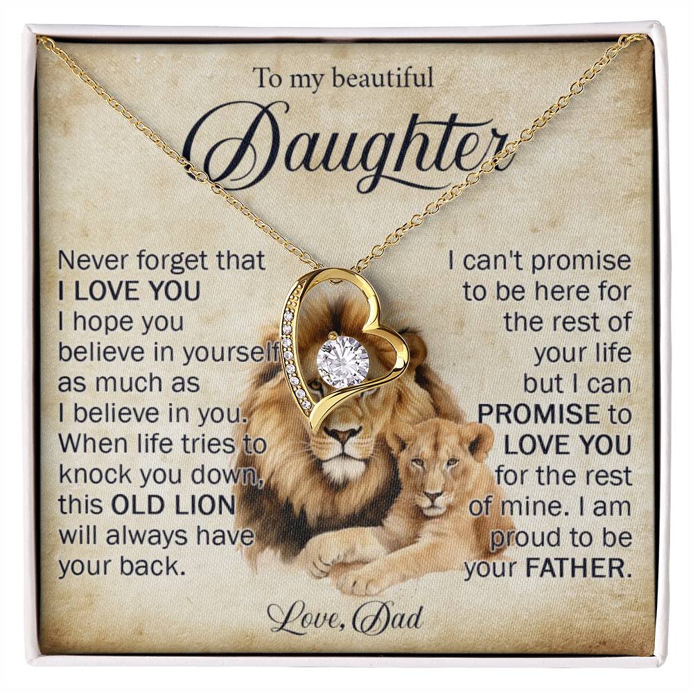 838C To My Daughter Necklace, Love Necklace Daughter Gift from Lion Dad,Birthday Girl