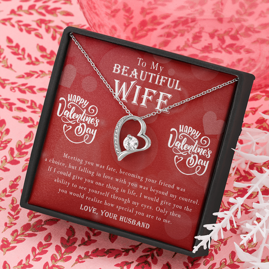 190C To my Beautiful Wife, Necklace Gift for Wife, Women, Girl, Happy Valentine's Day