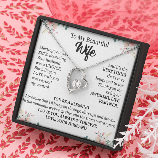201C To my Beautiful Wife, Wife Necklace Gift from Husband, Valentine's Day Necklace