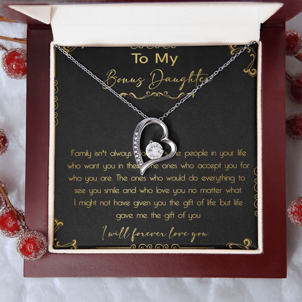44C To My Bonus Daughter Necklace, Daughter Necklace, Gift Birthday, I Love You