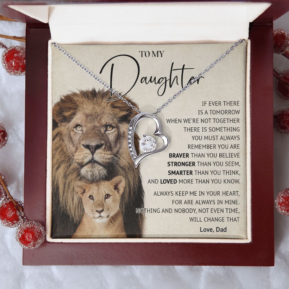 506C To My Daughter Necklace, Gift For Daughter From Dad, Lion Father Gift, Love Gift